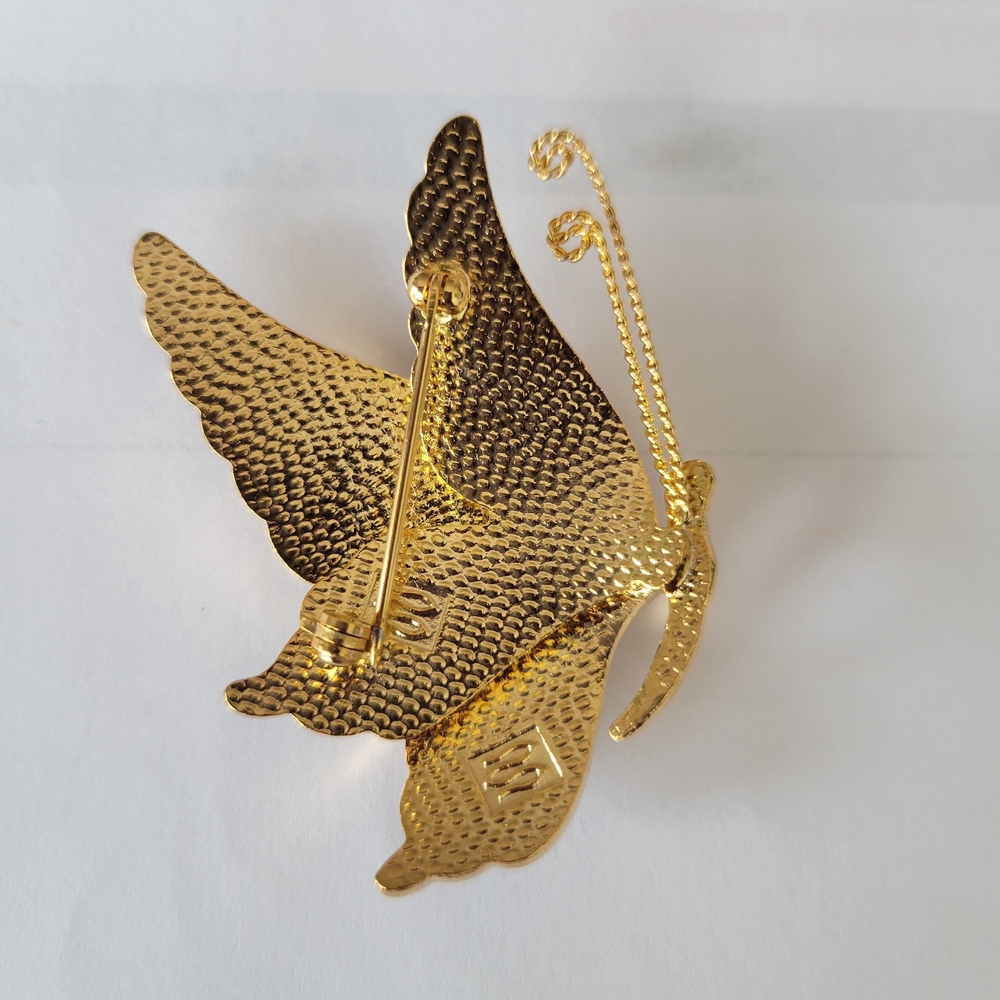 Gold and Purple Butterfly Brooch - Picture 3 of 6
